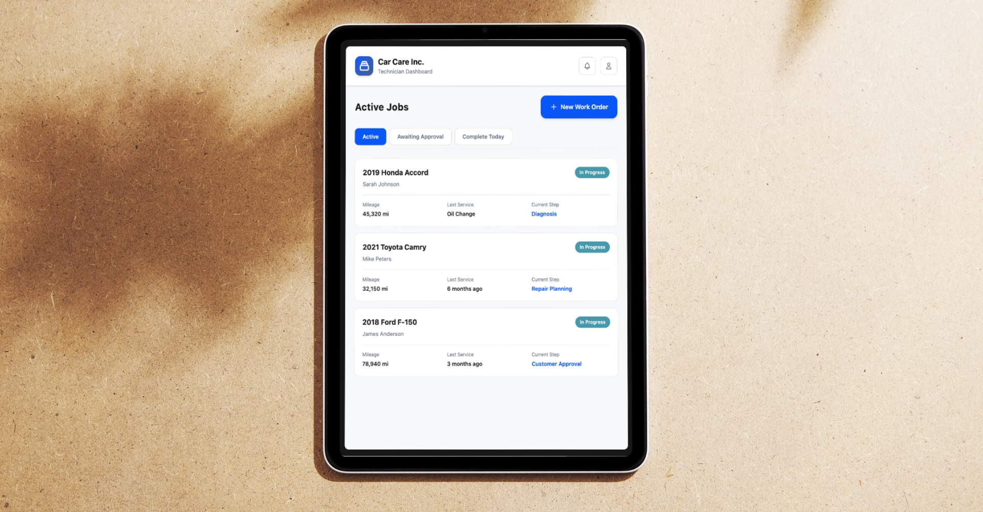Car Care iPad mockup