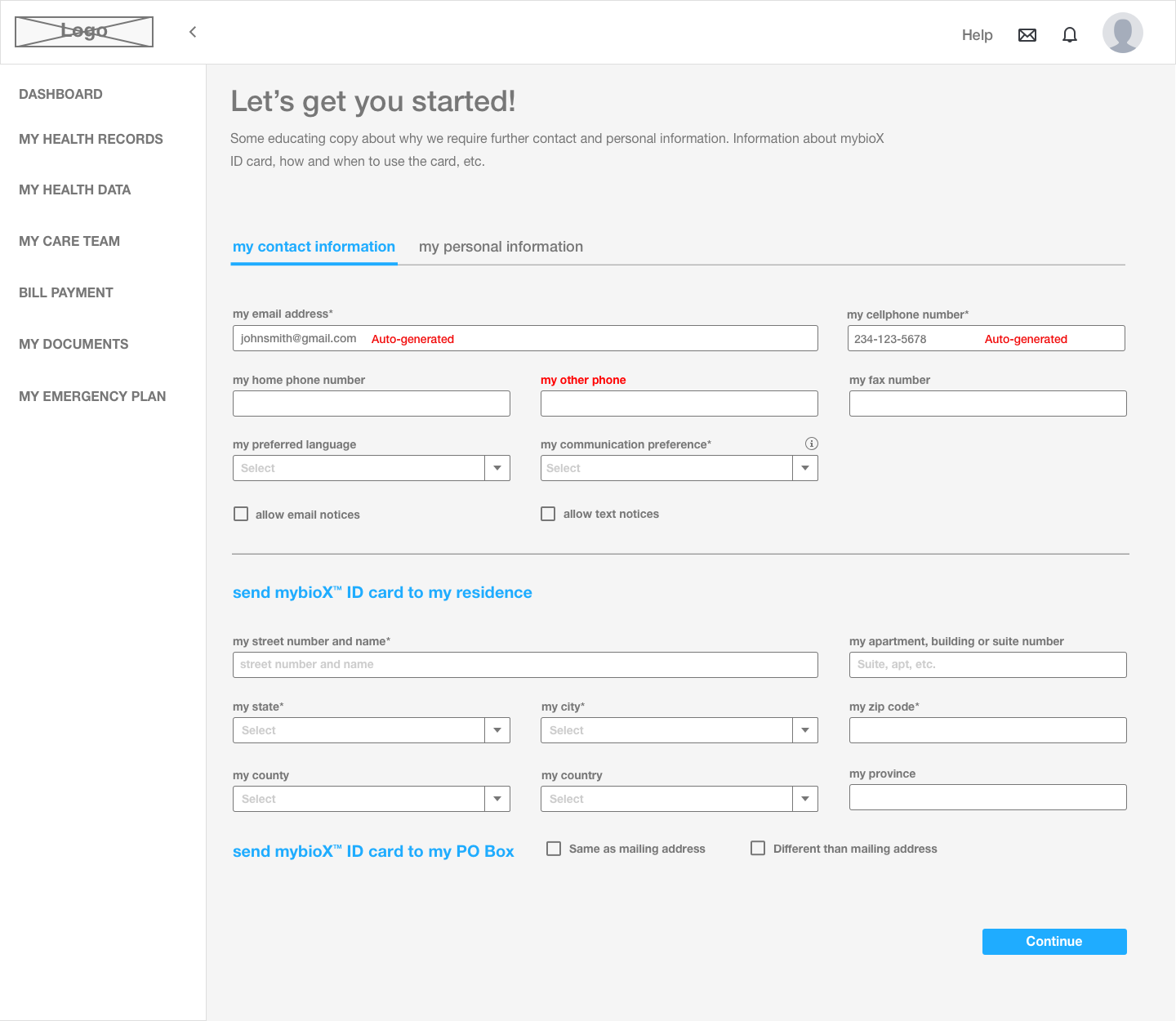 Dashboard - Account Setup