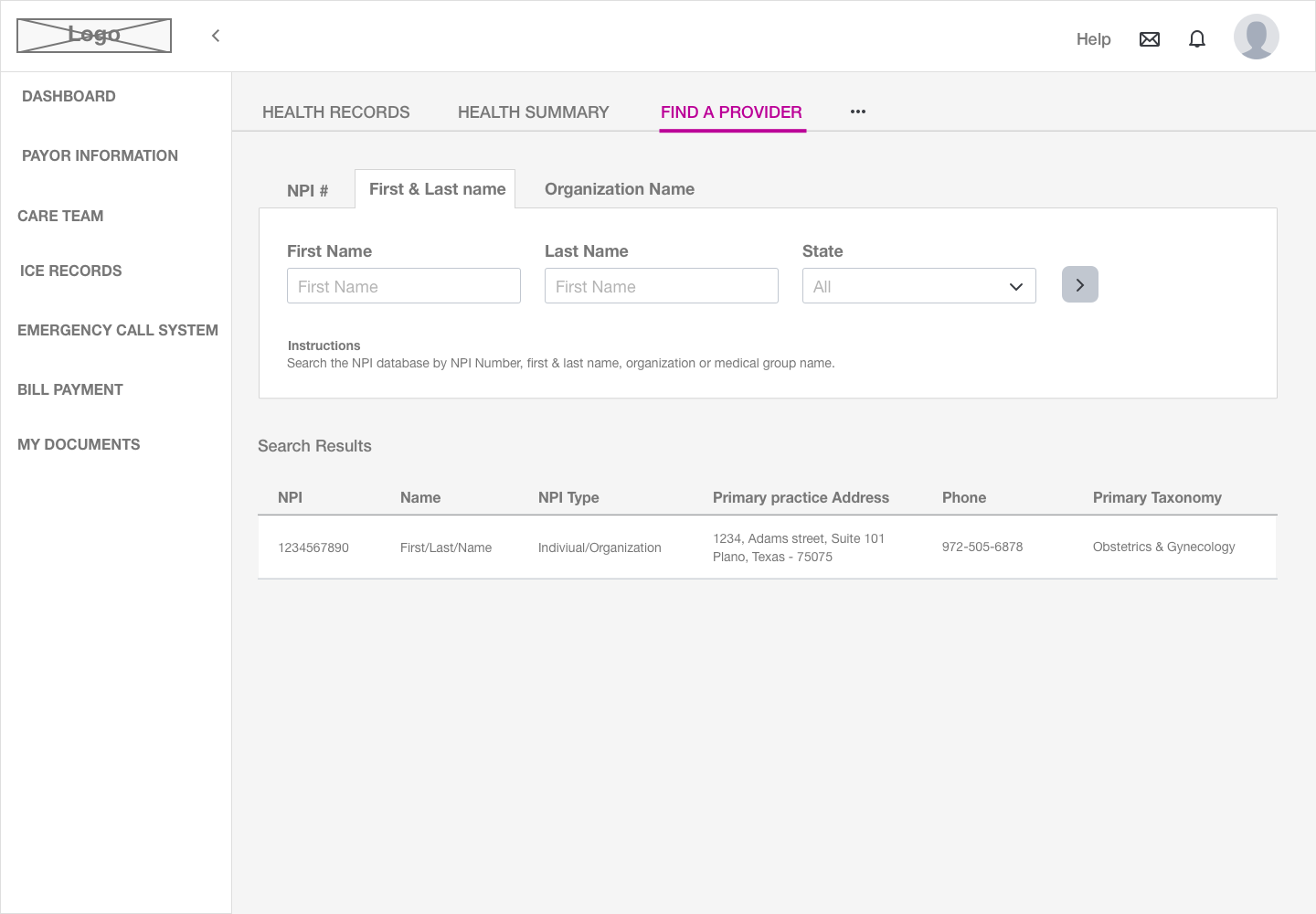 Find a Provider - Name Search
