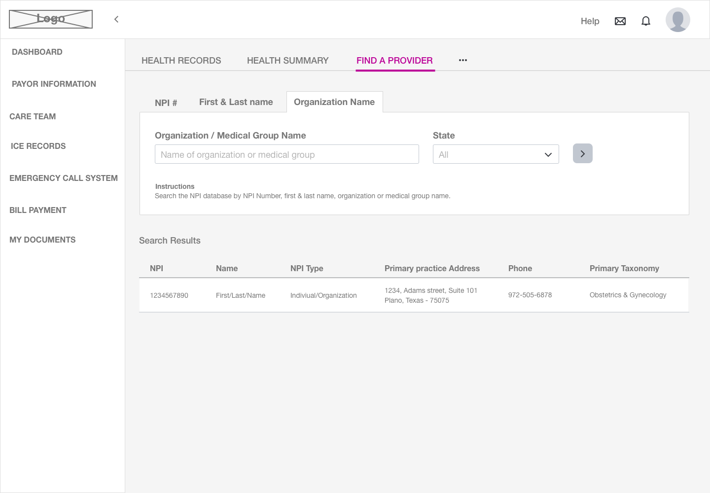 Find a Provider - Organization